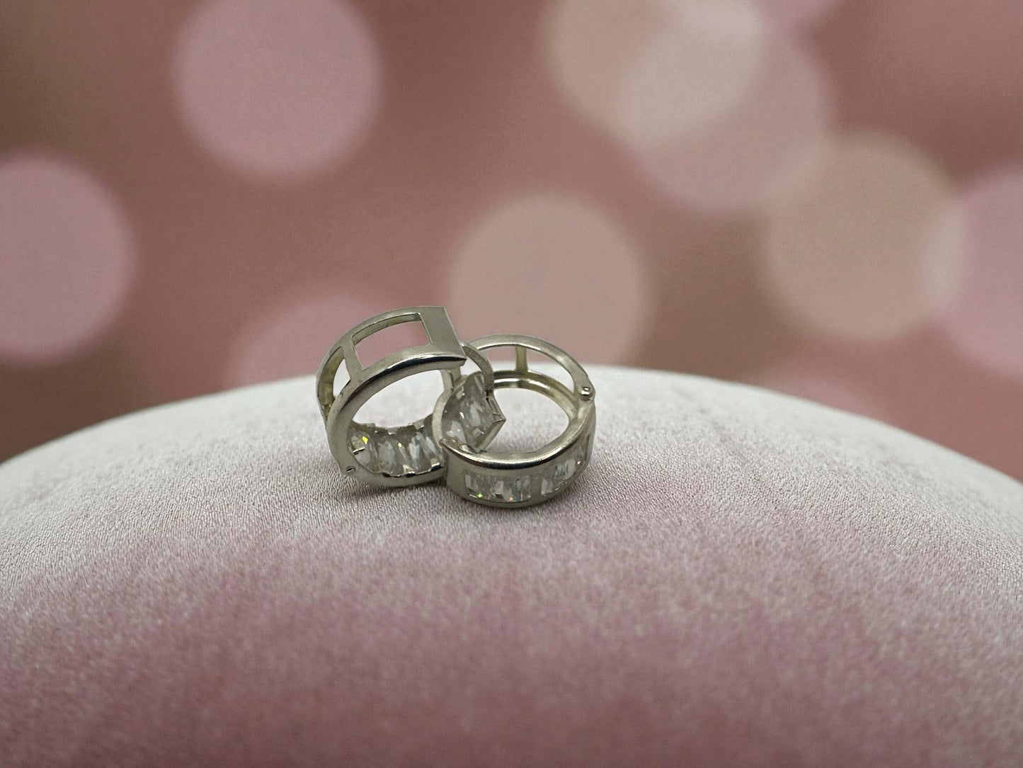 Silver Baguette Hoop Earrings