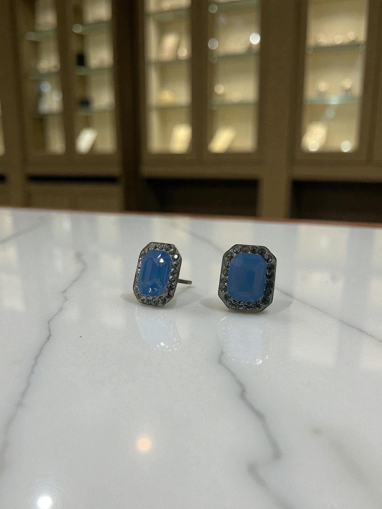 Gray Gem Stud Earrings