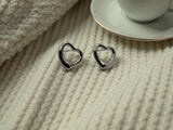 Open Heart Silver Earrings