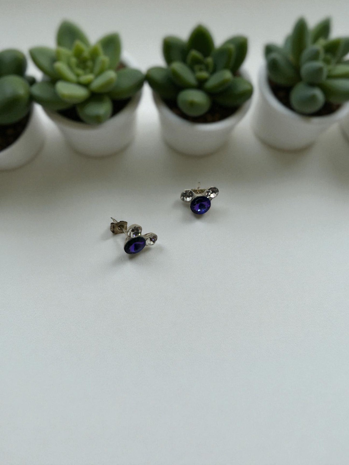 Blue Gem Stud Earrings