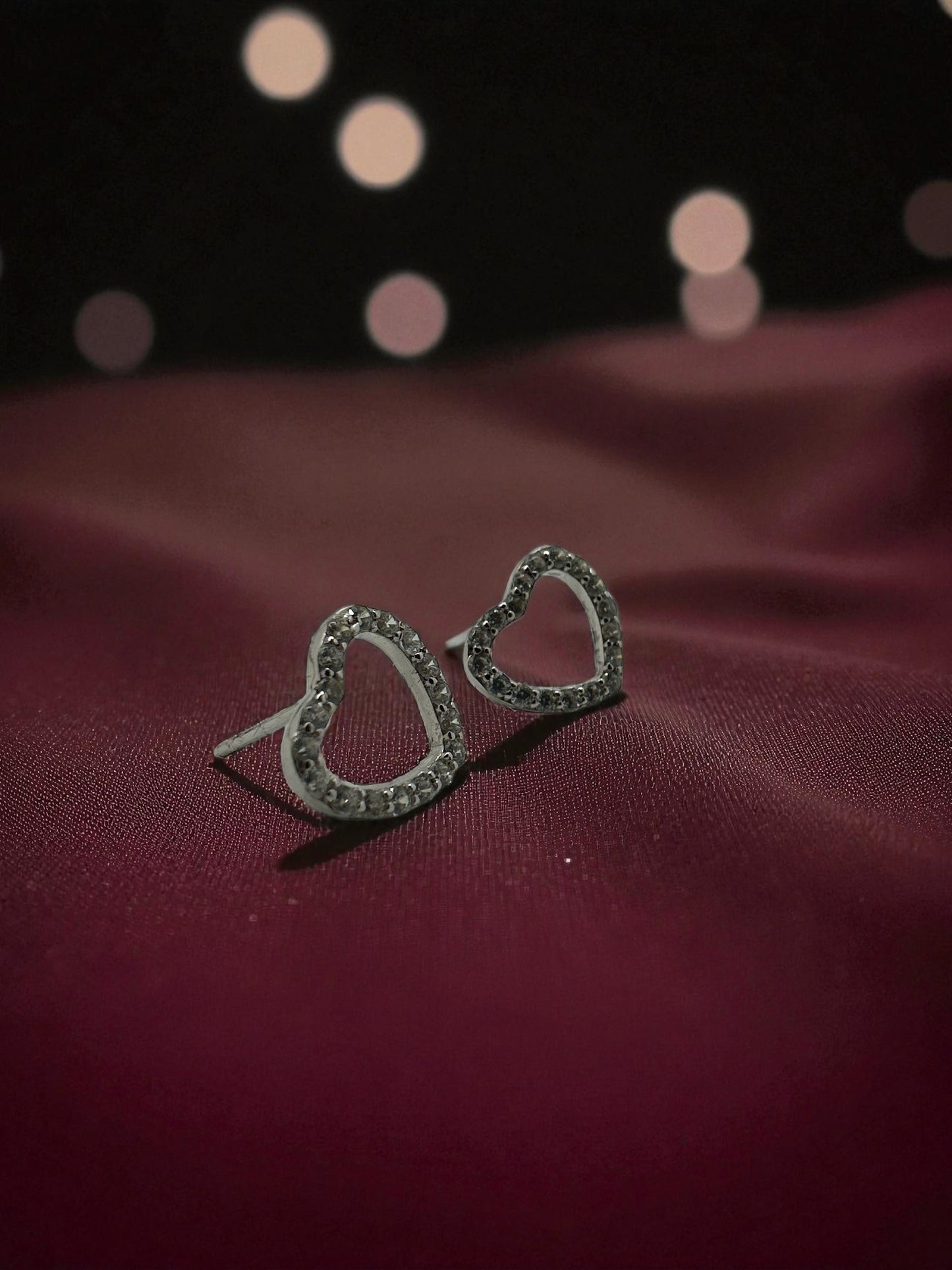 Pendientes Corazón de Plata con Circonitas