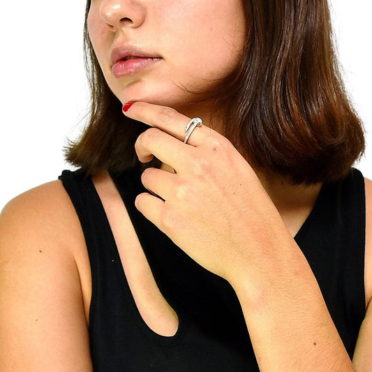 Silver Nail Ring With Zirconia