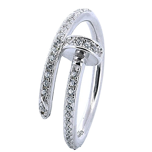 Silver Nail Ring With Zirconia