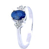 Solitaire Silver Ring With Oval Sapphire