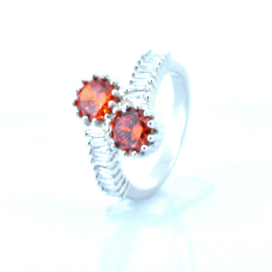 Anillo De Plata Con Circonitas De Doble Color