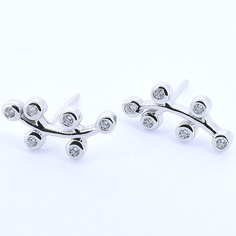 Silver Branch Stud Earrings