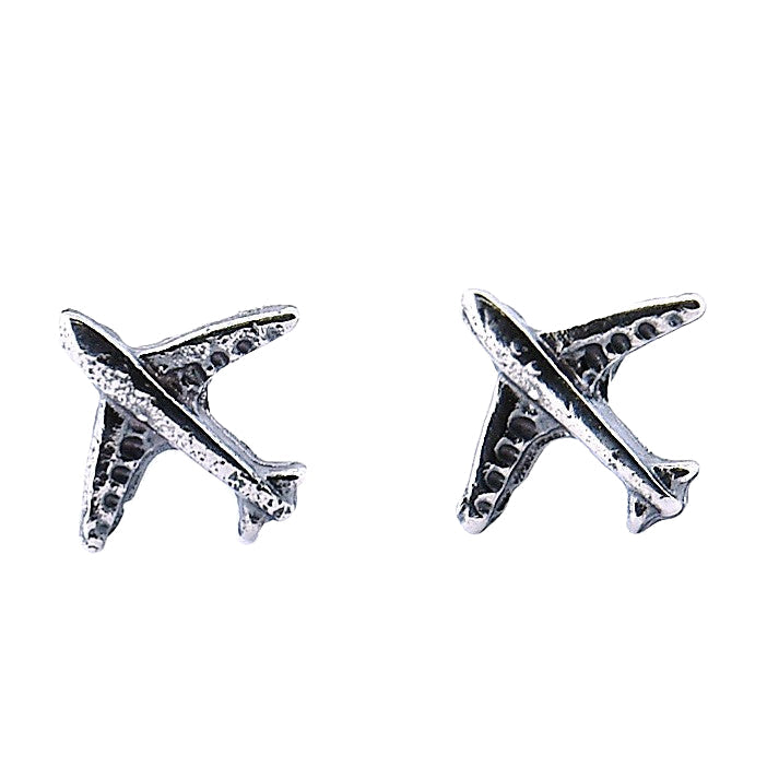 Silver Airplane Earrings
