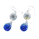 Long Silver Earrings with Crystal Sphere and Drop