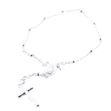 Mini Silver-Tone Rosary Bracelet with Crucifix
